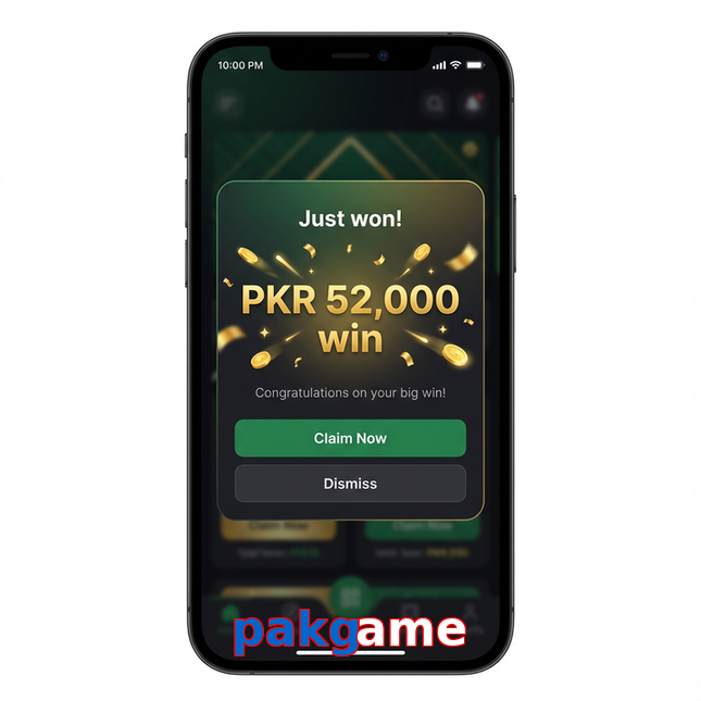 Main screen of Pakgame win page for PK players